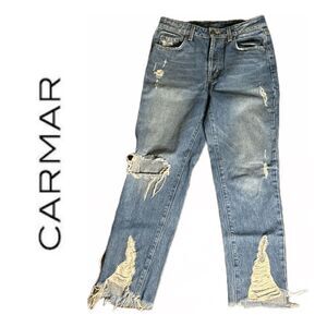 Carmar Women’s Distressed‎ High Rise Button Fly Jeans - Size 27
